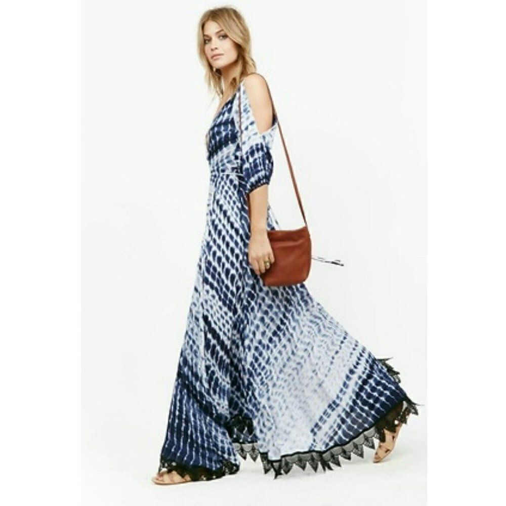 LINE & DOT -‎ Size S - Bonheur French Blue Tie-Dye Wrap Maxi Dress